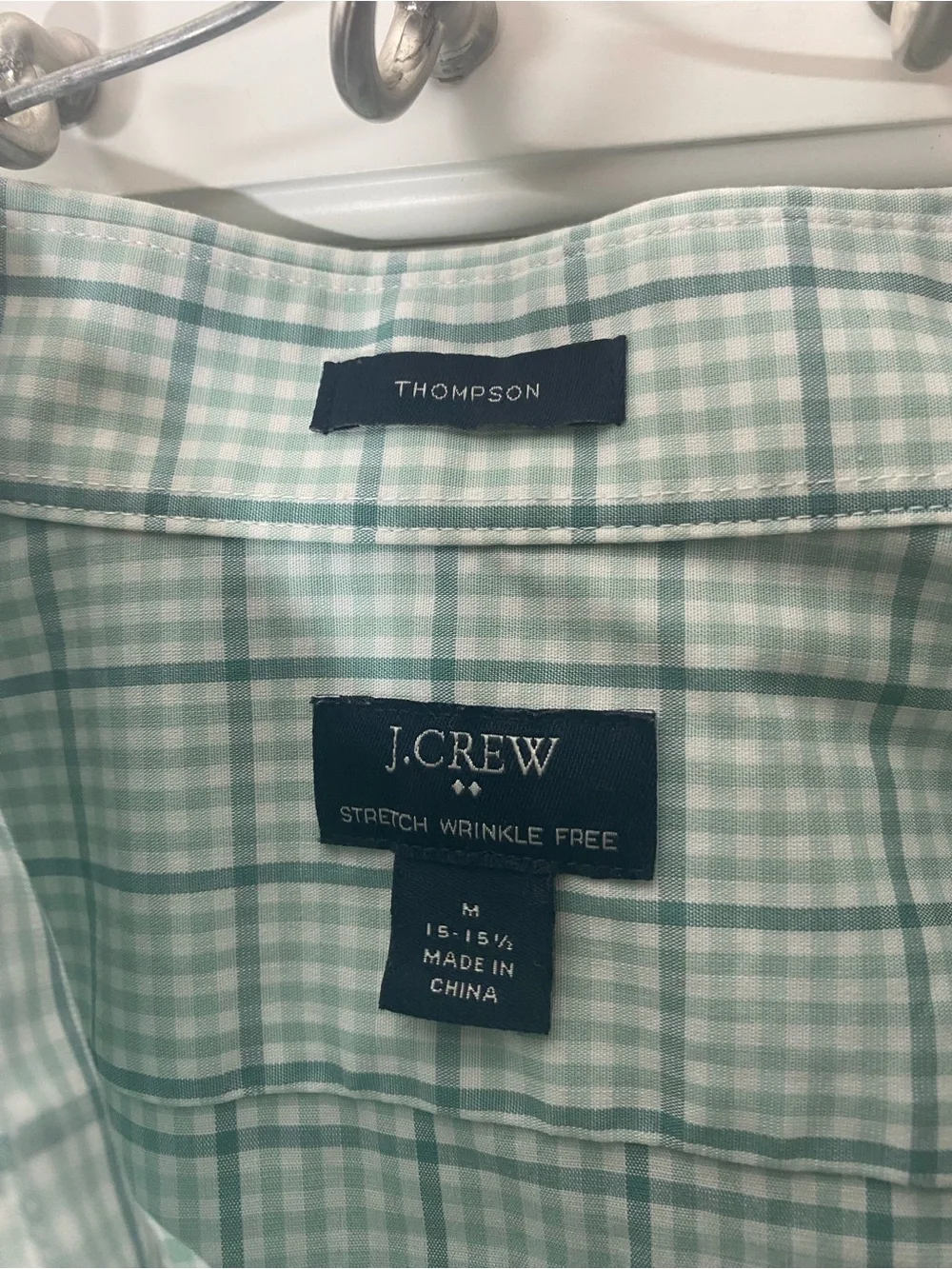 J. Crew Light Mint Green Plaid Button-Up Dress Shirt